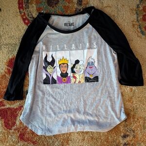 Disney Black and Gray Long Sleeve Villain Tee